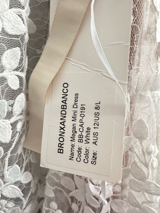 BRONX AND BANCO Megan Lace Long Sleeve Mini Dress | White | NWT - Picture 11 of 16